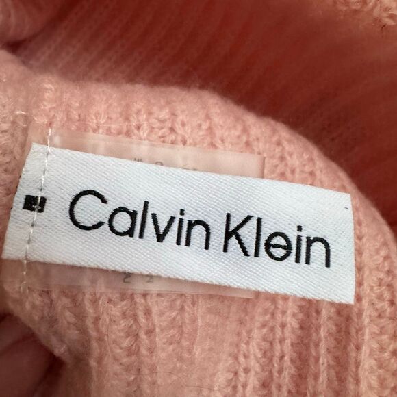 Calvin Klein 100% Cashmere Baby Light Pink Roll Front Beanie Hat Cozy Knit